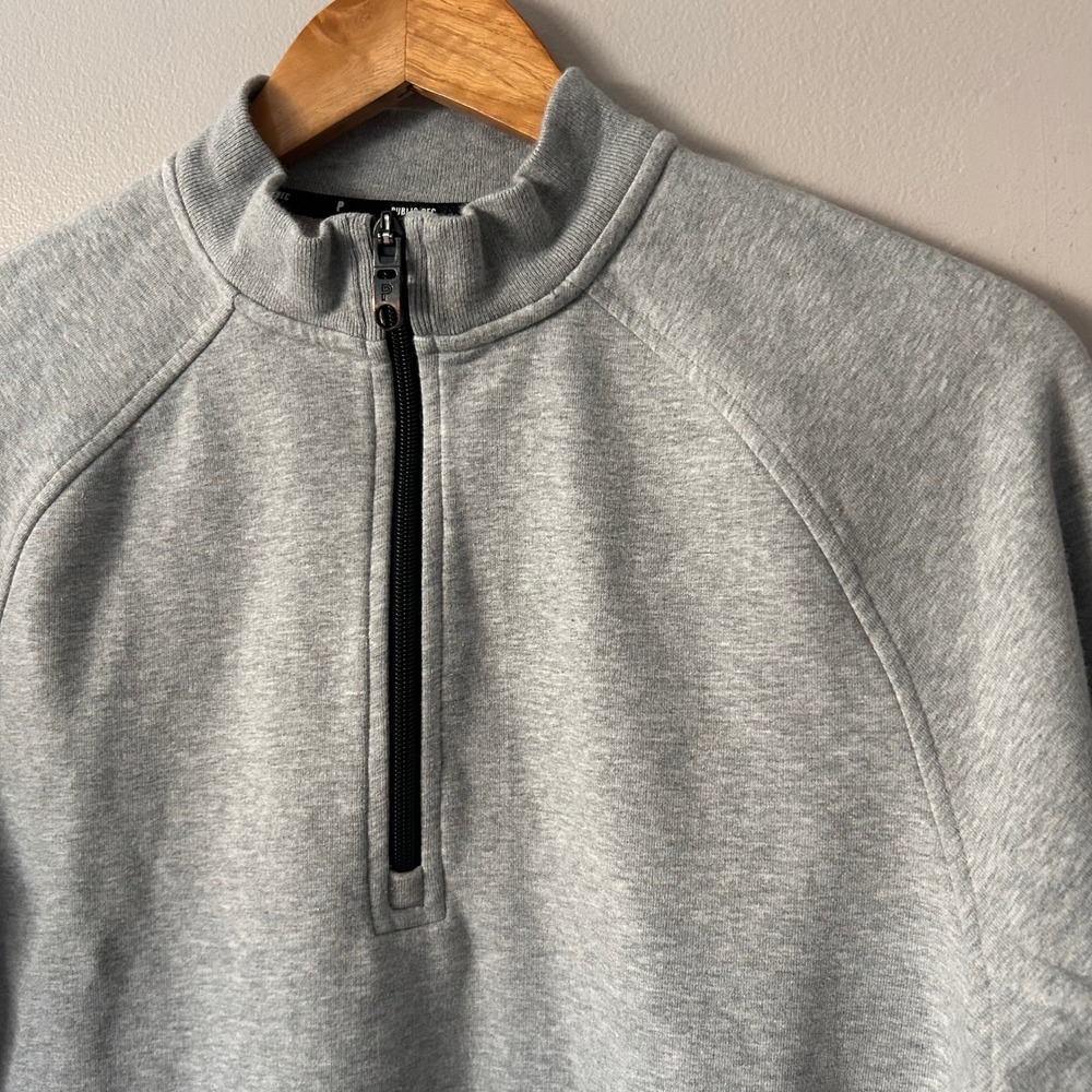 Public Rec Sweatshirt Mens Medium Gray Heathered 1/4 Zip Pullover Pima‎ Cotton